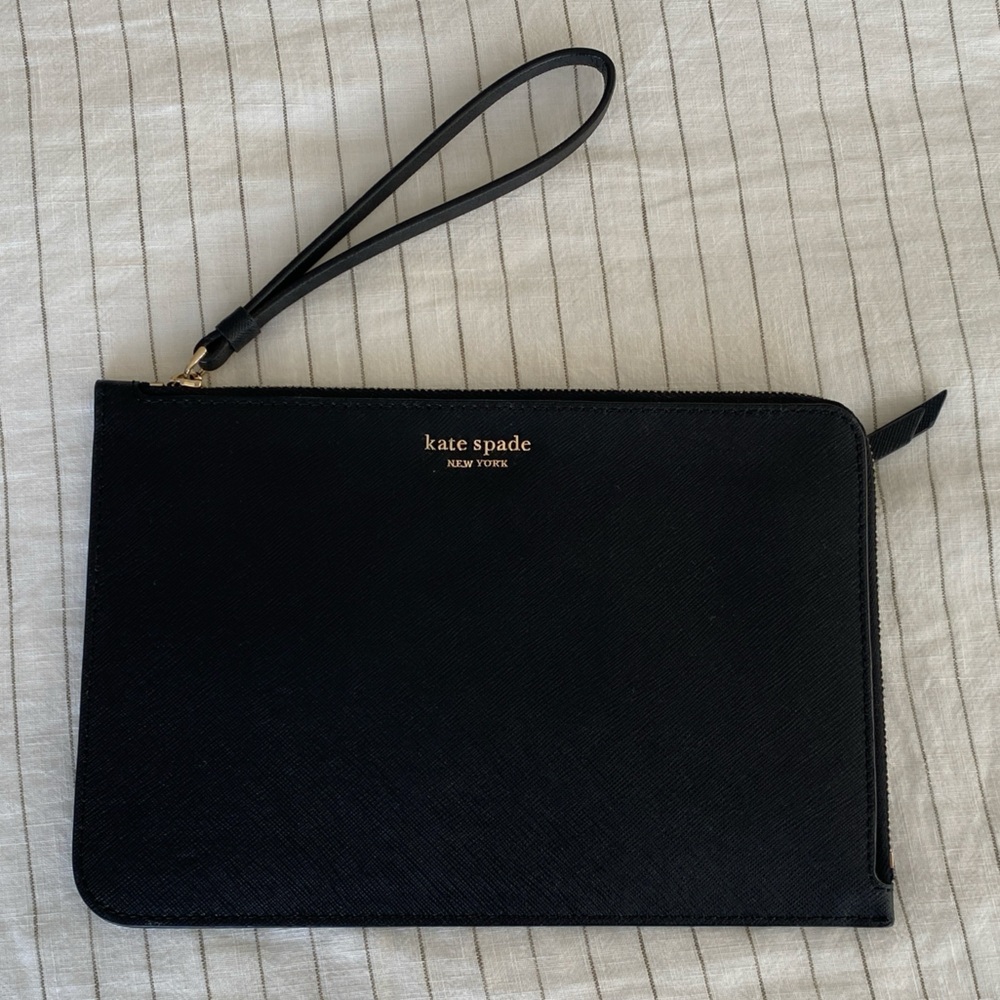 Kate Spade Black Leather Zip Wristlet